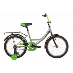 Велосипед NOVATRACK 18" VECTOR серебристый, защита А-тип, тормоз нож., крылья и багажник чёрн.
