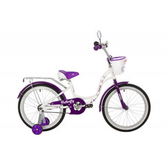 Велосипед NOVATRACK 20" BUTTERFLY, белый-фиолетовый, тормоз ножной, крылья и багажник