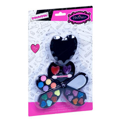 Набор детской декор. косметики Bondibon Eva Moda, CRD 29х19х3 см; косметичка-сердце,  тени для век 5 оттенков (2г), тени для век с блёстками 6 оттенков (2,4г), блеск для губ 8 оттенков (4,2г), аппликатор 1 шт., арт. 71002A.