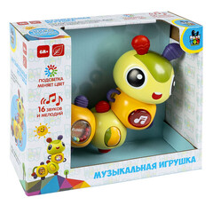 Игр.разв.пласт. "ГУСЕНИЦА-ПОГРЕМУШКА" BABY YOU BONDIBON, прорезыватели, свет, музыка, звук, на бат., BOX