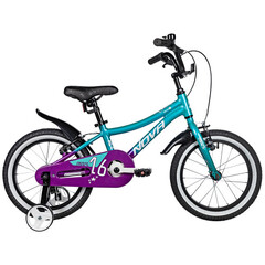 Велосипед NOVATRACK 16" KATRINA алюм., зелёный-фиолетов, полная защ.цепи, V-brake, короткие крылья