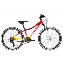 Велосипед NOVATRACK 24" KATRINA, алюм.рама 12" красный-жёлтый, 7 скор, TY300/EF41/TZ500, V-Brake