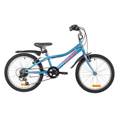 Велосипед NOVATRACK 20" ALICE голубой,  стальная рама, 6 скор., Shimano TY21/Microshift TS38, V- bra
