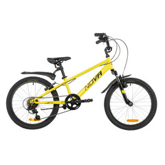 Велосипед NOVATRACK 20" POINTER жёлтый,  стальная рама, 6 скор., Shimano TY21/Microshift TS38, V- br
