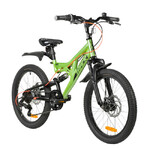 Велосипед NOVATRACK 20" SHARK зелёный, сталь, 6-скор, Microshift/Microshift MS25, диск.тормоз STG