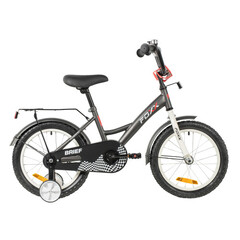 Велосипед FOXX 14" BRIEF тёмно-серый, сталь, тормоз нож, крылья, багажник.  полная защ.цепи