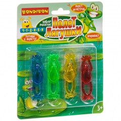Чудики Bondibon Набор рогаток  «ПОЛЕТ ЛЯГУШКИ», 4 шт., BLISTER 18,5х0,9х14,8 см