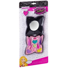 Набор детской декор. косметики Bondibon Eva Moda, CDR 38х19х1,5 см; косметичка-цветок с зеркальцем: тени для век 7 оттенков (4,9г), помада 2 оттенка (1,6г), аппликатор; арт.70566H4.