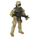 Набор "Армия" солдатик с оружием, " НАСТОЯЩИЙ БОЕЦ"  Bondibon, CRD 21,5x13x3 см, спецназовец, форма камуфляж песочного цвета.